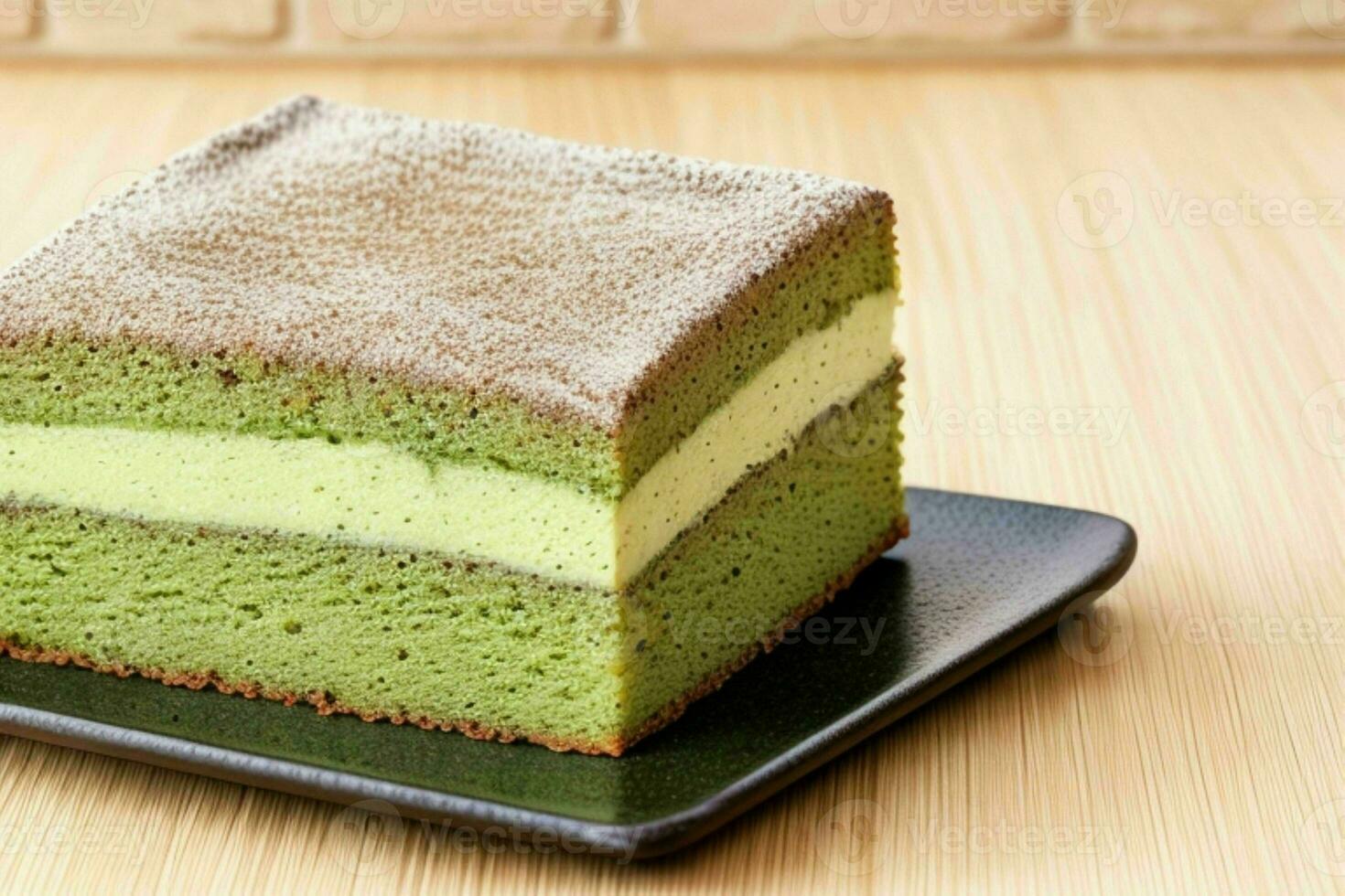 AI generated Matcha green tea cake. AI Generative Pro Photo
