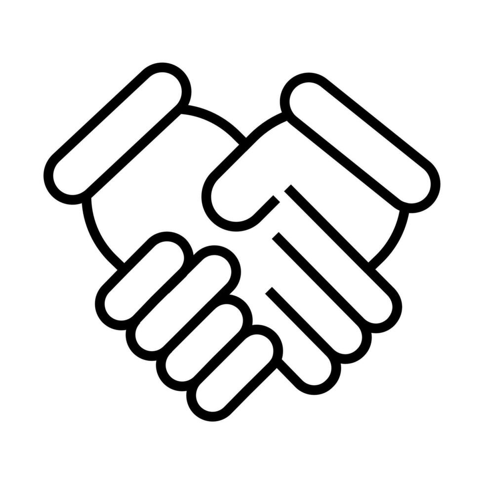 handshake icon, partnership agreement sign symbol in line vector