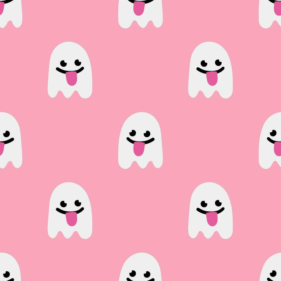 Cartoon ghost vector seamless pattern background.