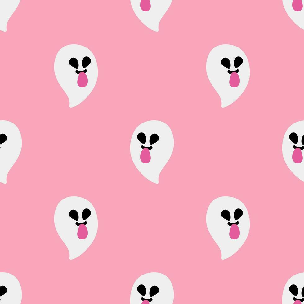Cartoon ghost vector seamless pattern background.