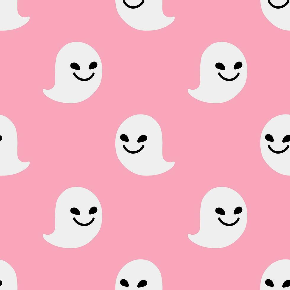 Cartoon ghost vector seamless pattern background.