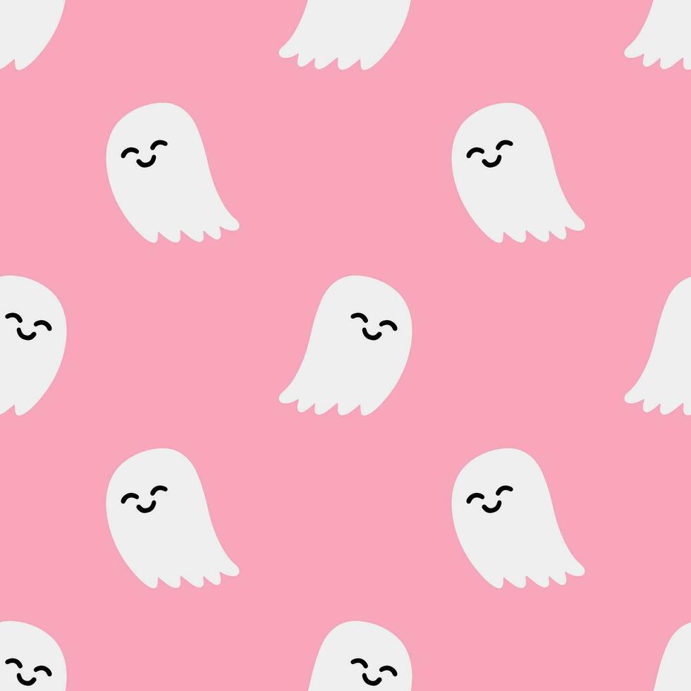 Cartoon ghost vector seamless pattern background.