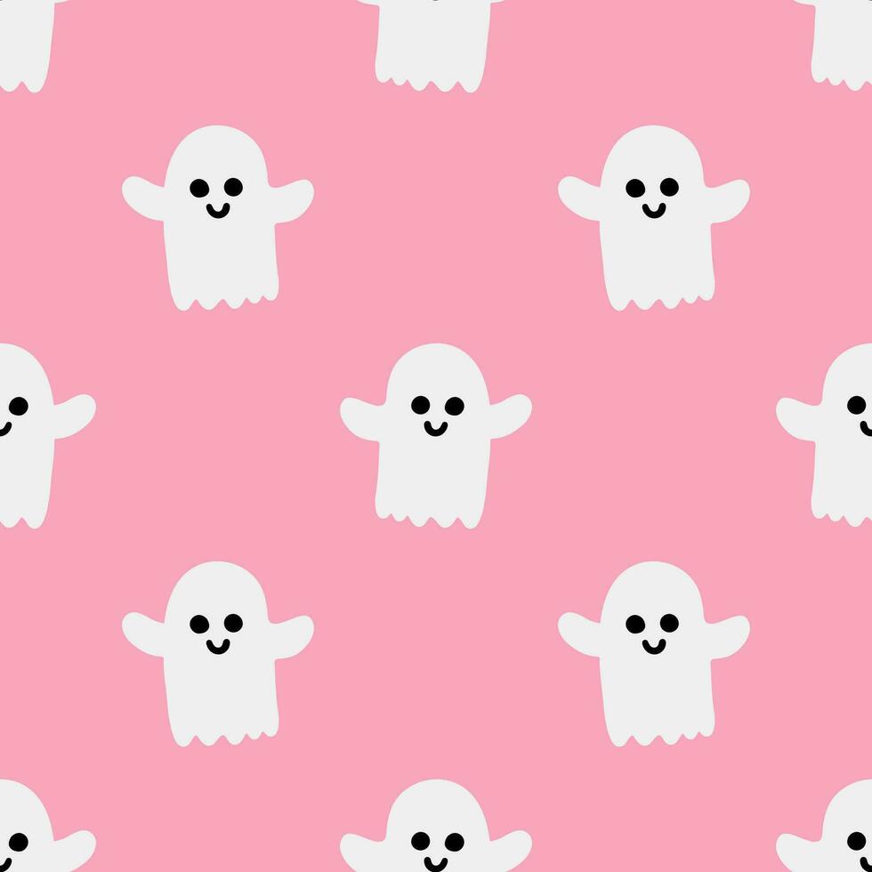 Cartoon ghost vector seamless pattern background.