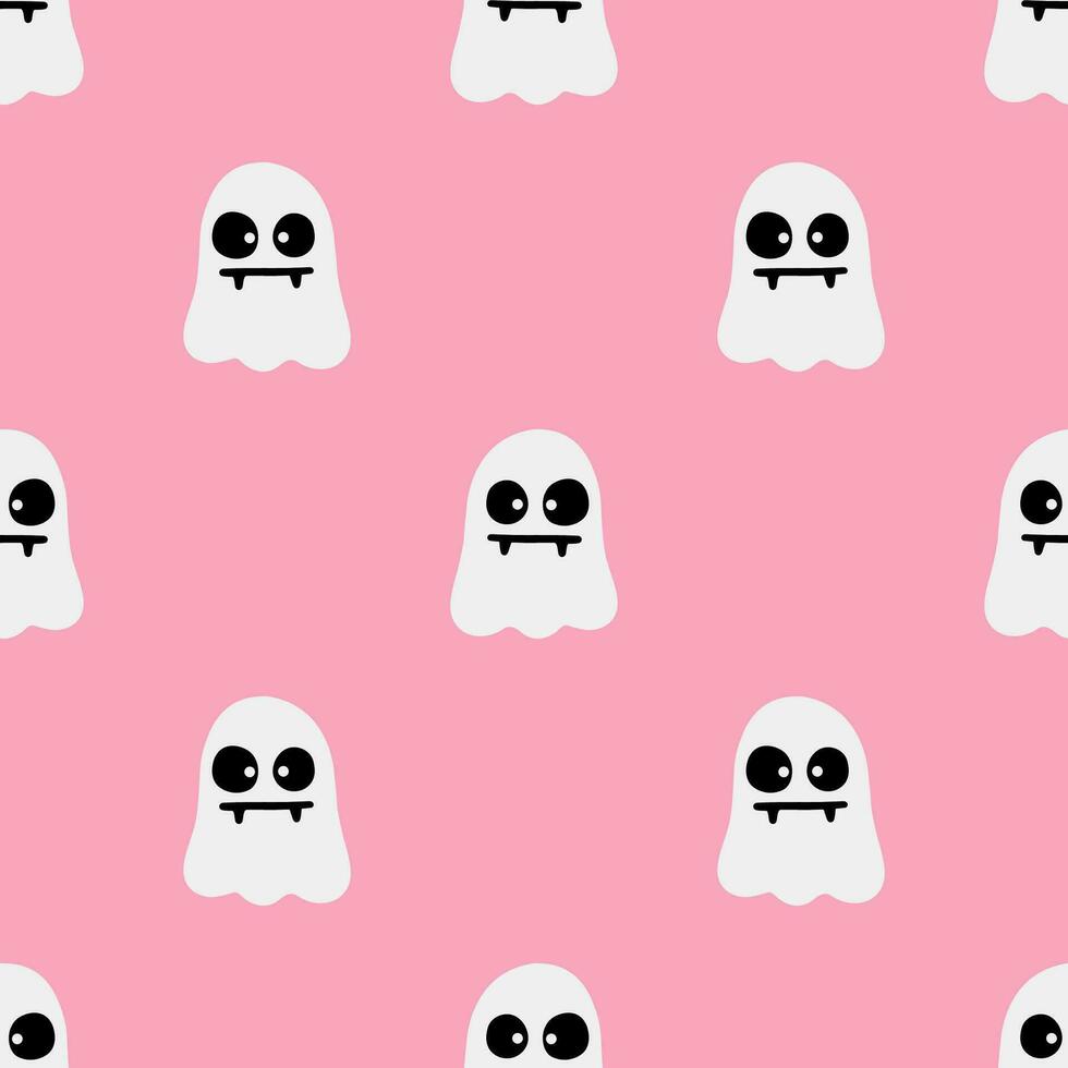 Cartoon ghost vector seamless pattern background.