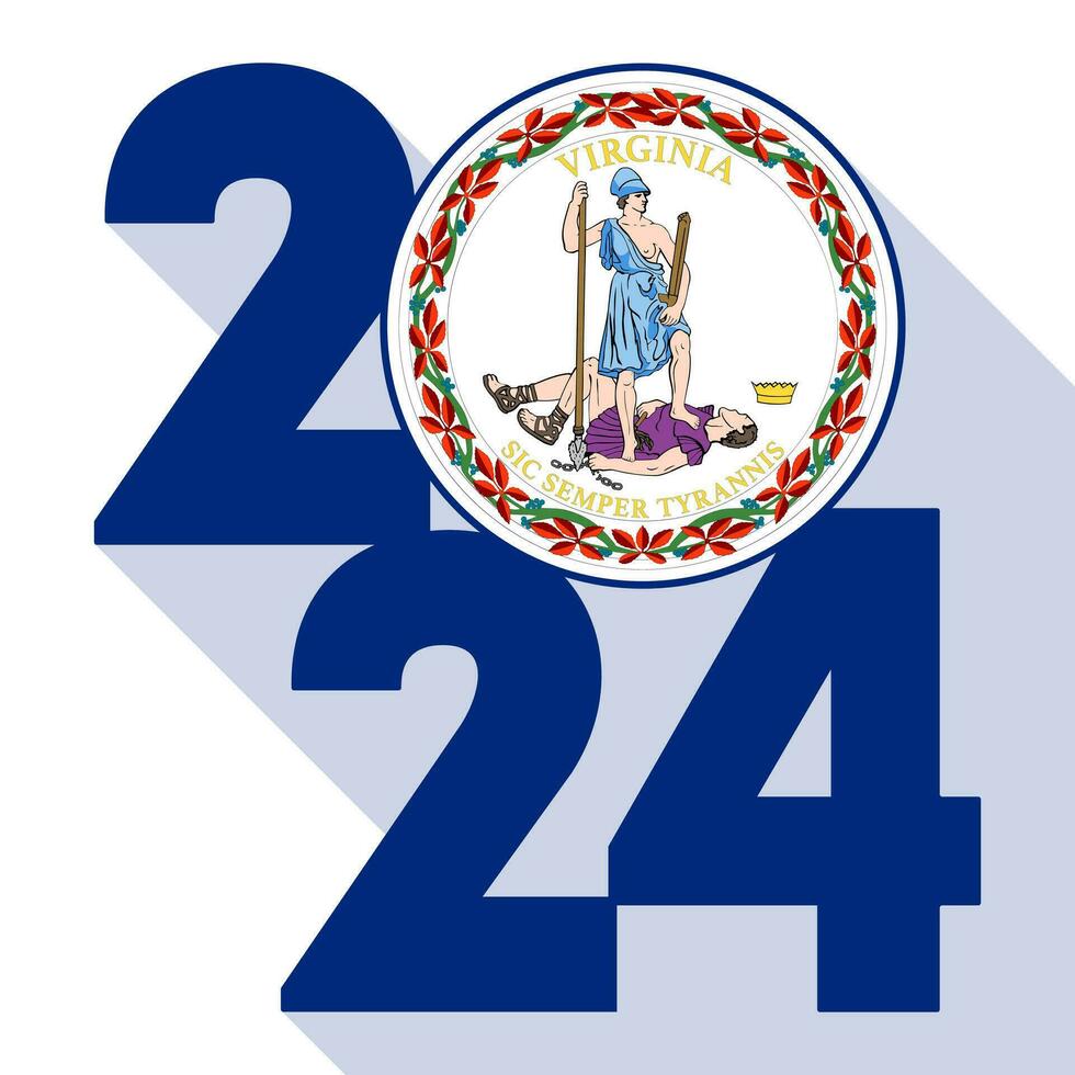 2024 largo sombra bandera con Virginia estado bandera adentro. vector ilustración.