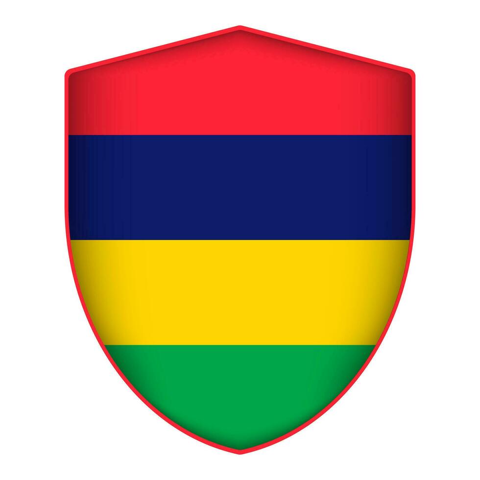 Mauritius flag in shield shape. Vector illustration.
