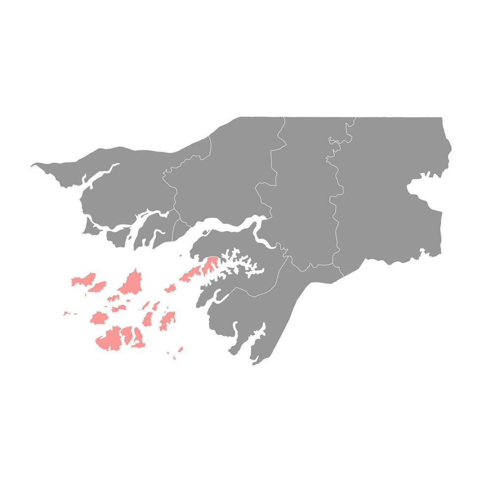 Bolama region map, administrative division of Guinea Bissau. Vector illustration.