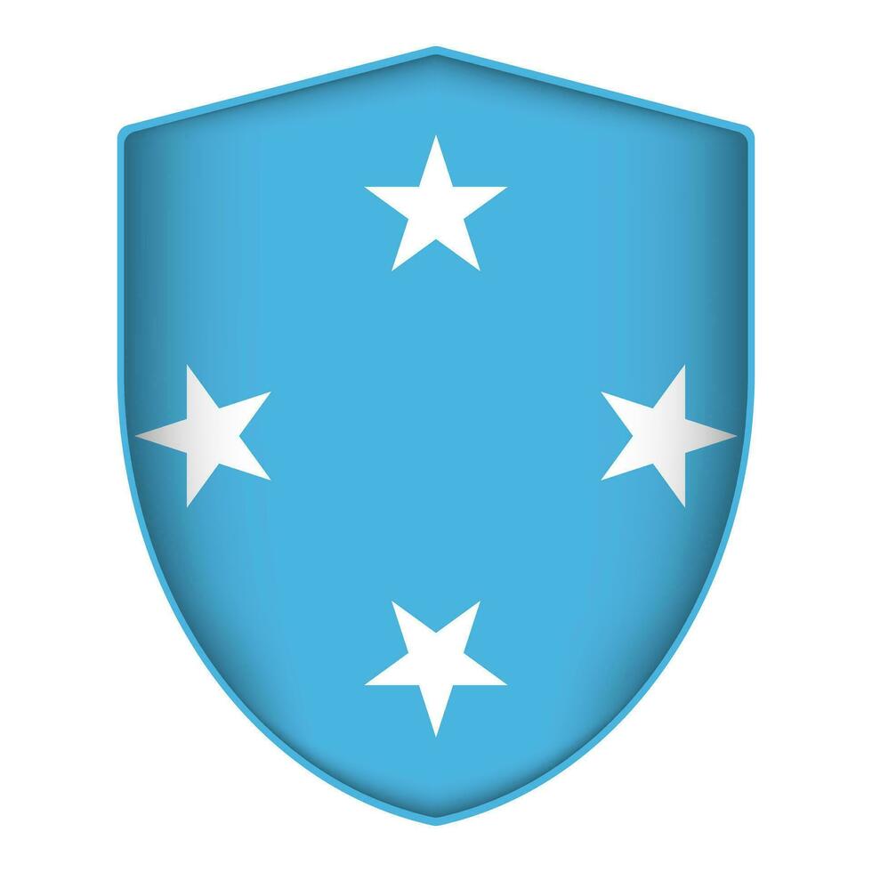 Micronesia flag in shield shape. Vector illustration.