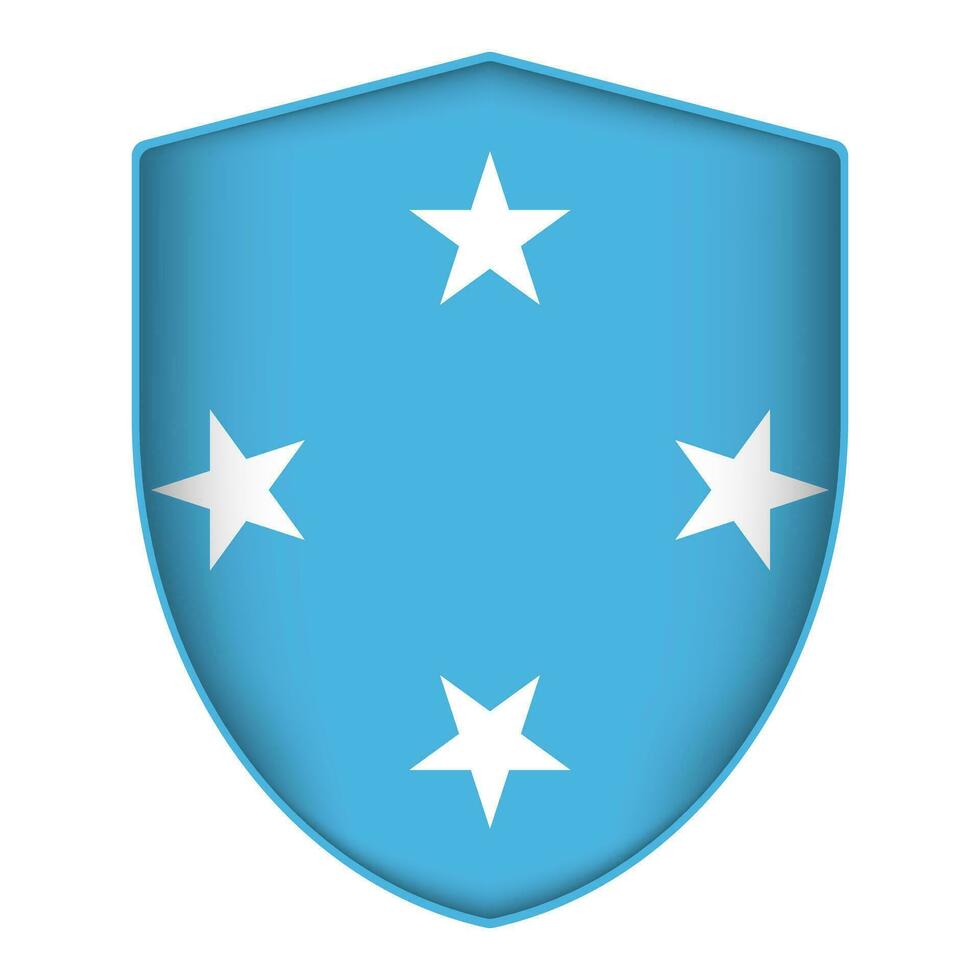 Micronesia flag in shield shape. Vector illustration.