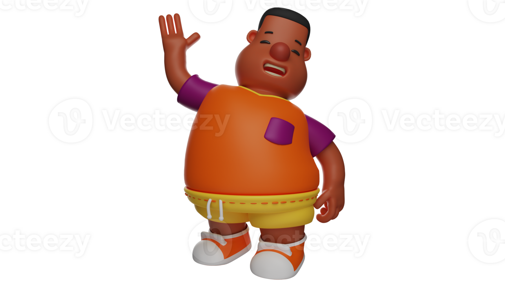 3D illustration. Boy 3D Cartoon Character. A friendly boy waves his hand to someone he meets. The boy smiles cheerfully and looks happy. 3D cartoon character png