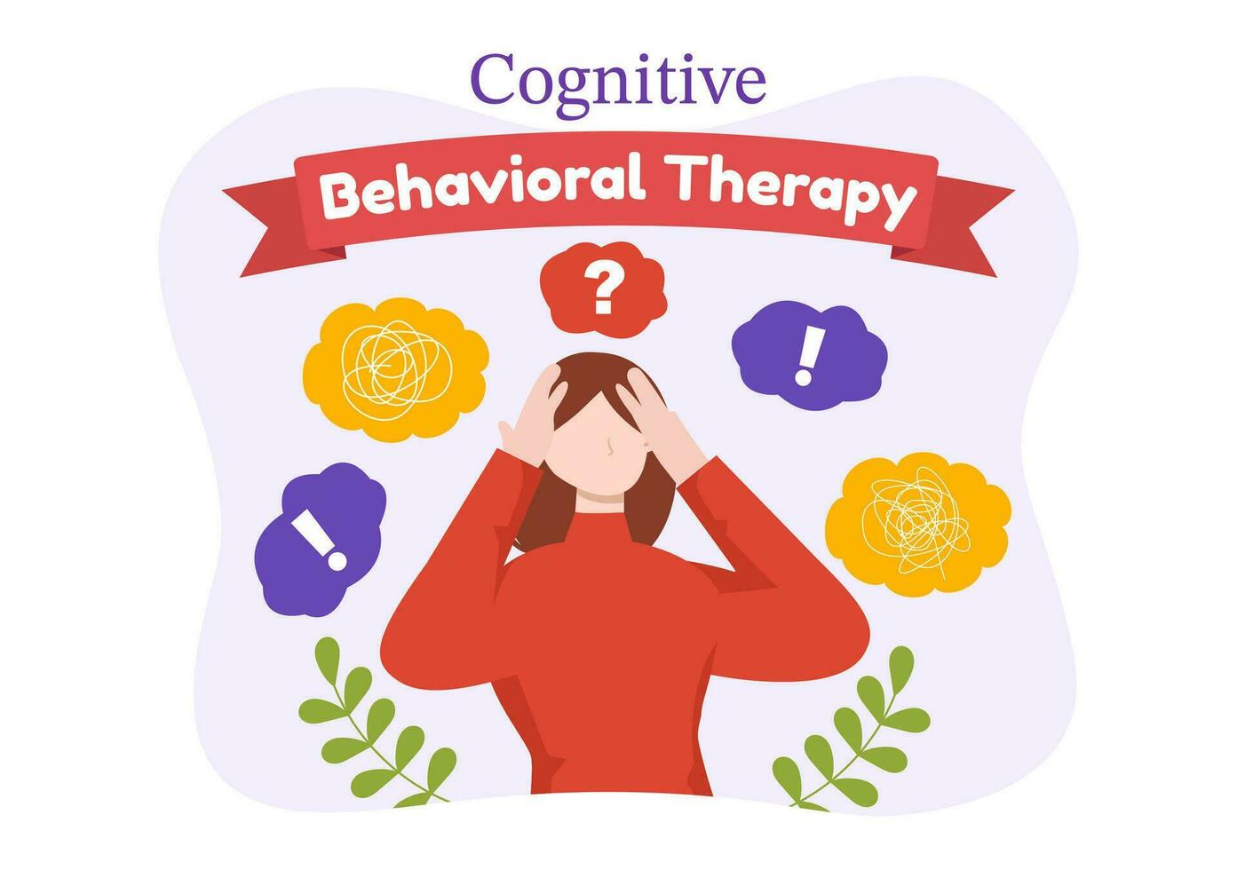 cbt o cognitivo conductual terapia vector ilustración con persona gestionar su problemas emociones, depresión o mentalidad en mental salud antecedentes