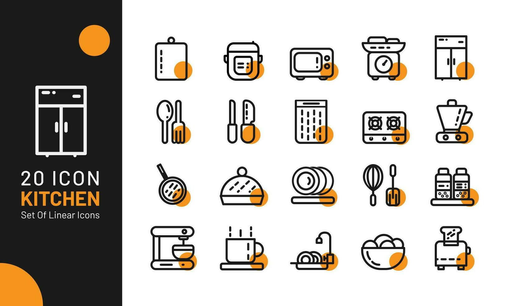 Kitchen Icon Sets using line style vector