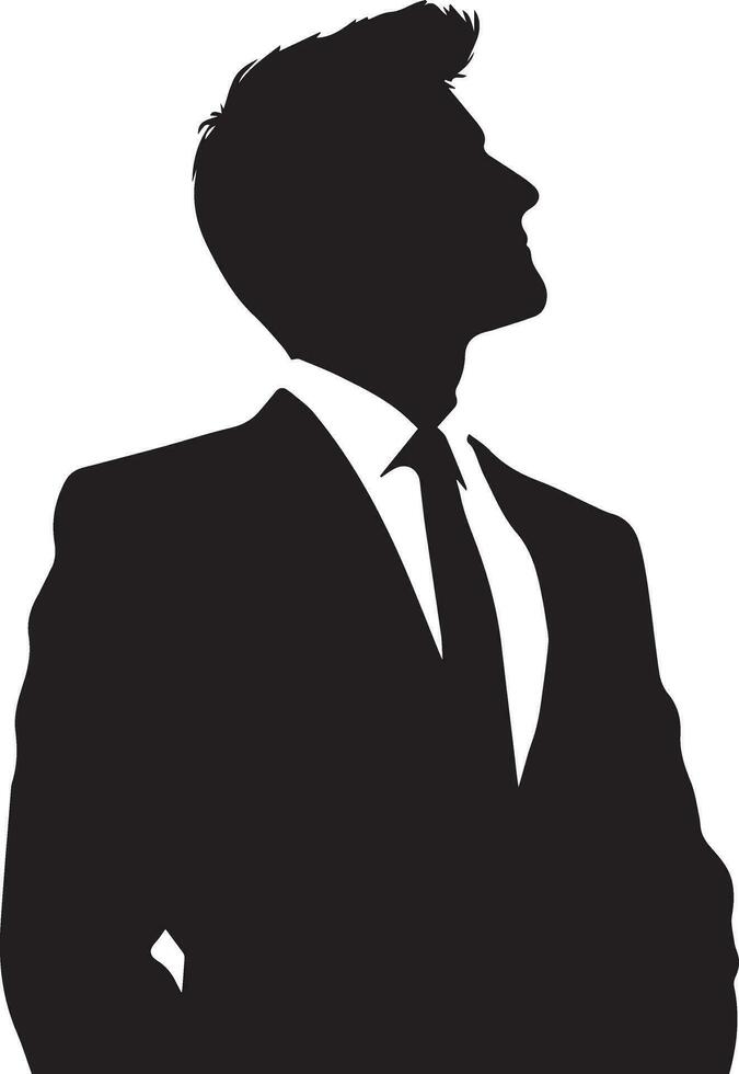 A Business Man looks up on the sky, vector silhouette, black color, white background 10