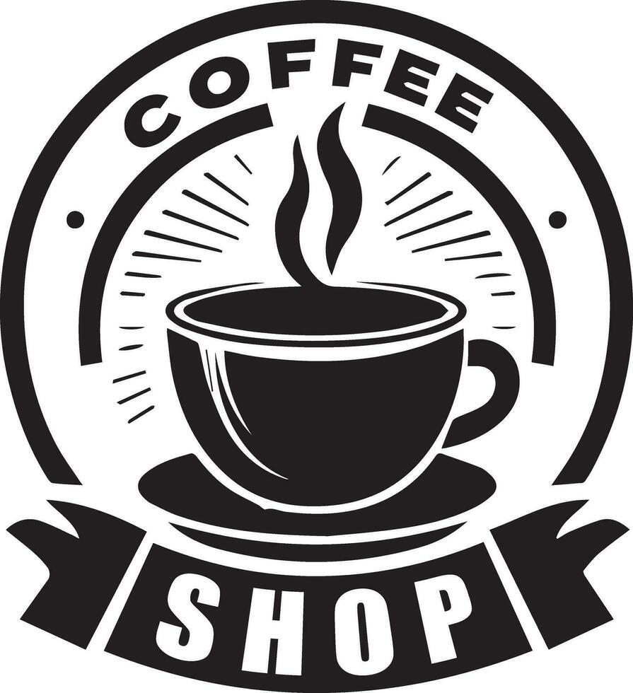 Coffee shop vector logo illustration black color silhouette 6