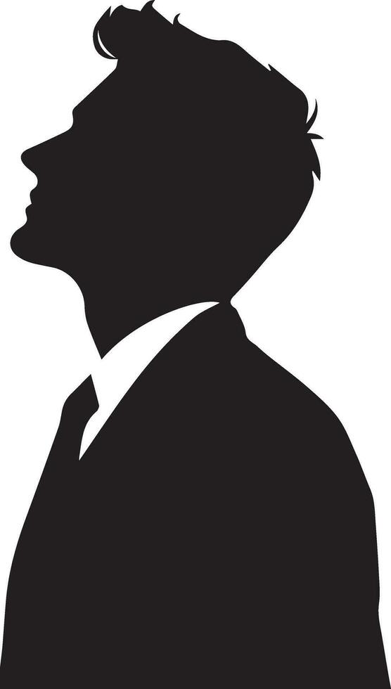 A Business Man looks up on the sky, vector silhouette, black color, white background 3