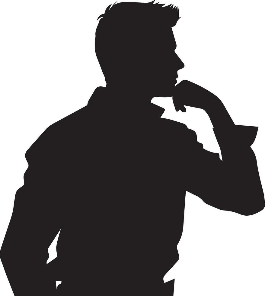 Thinking man vector silhouette illustration 2