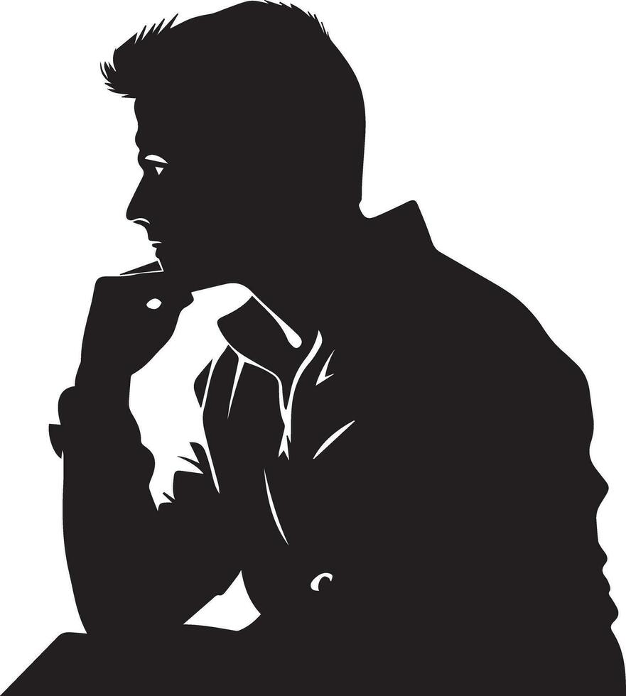 Thinking man vector silhouette illustration 12