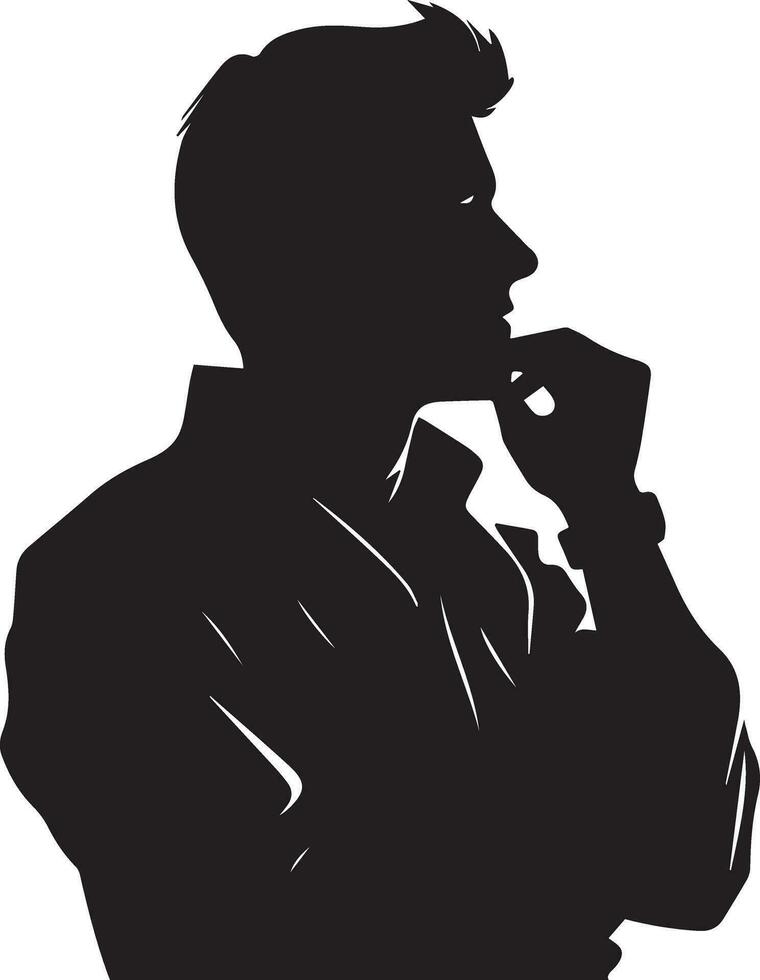 Thinking man vector silhouette illustration 13