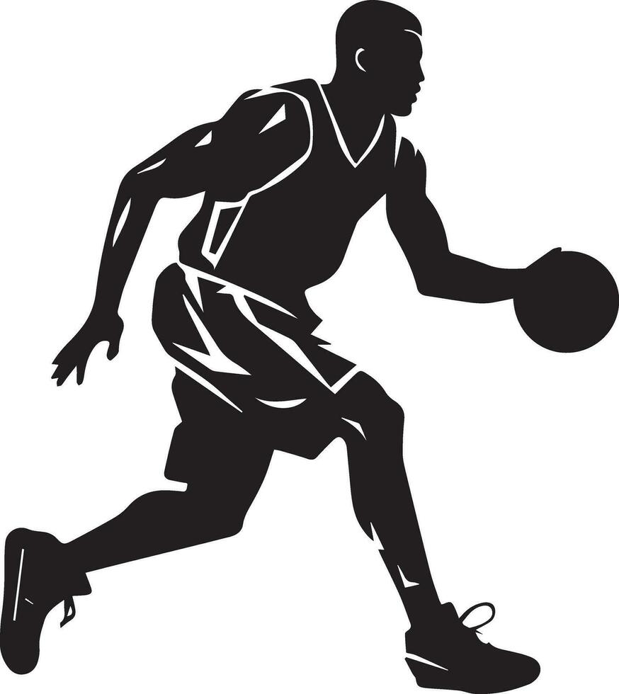 baloncesto jugador vector silueta, un baloncesto jugador jugando en el campo 3