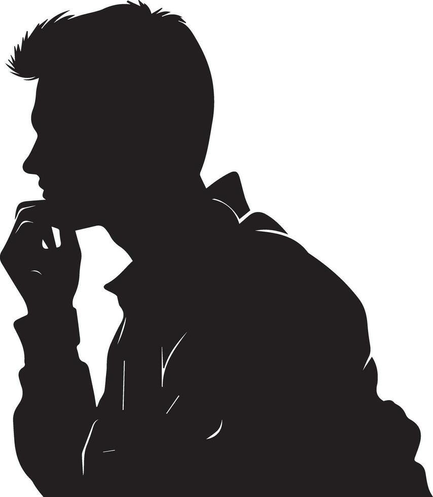 Thinking man vector silhouette illustration 11