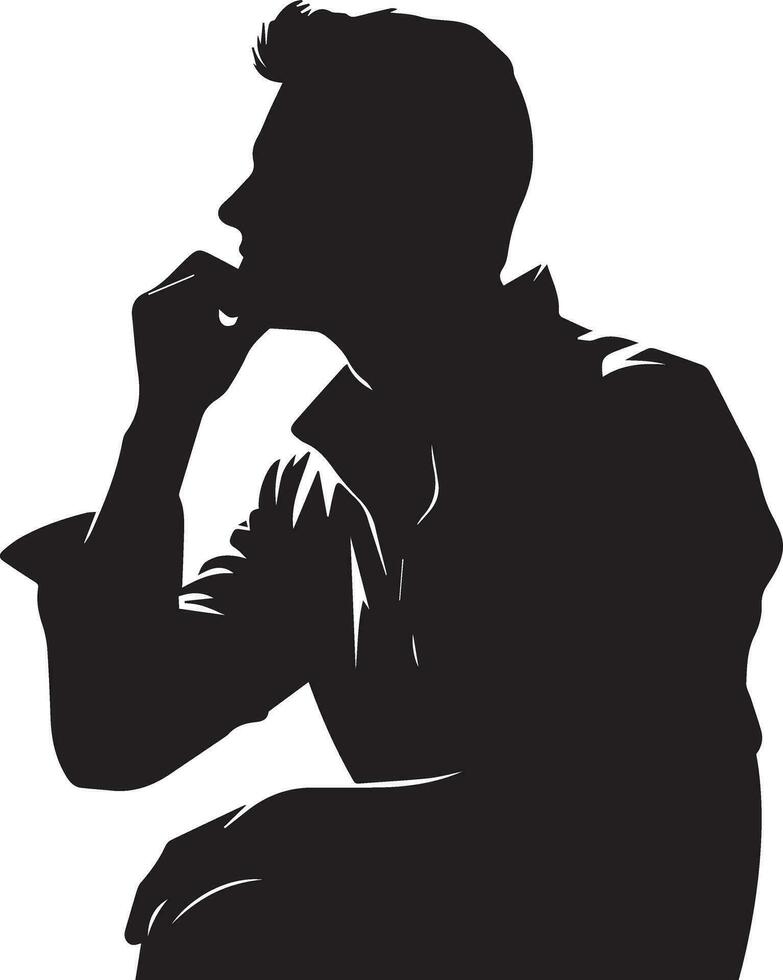 Thinking man vector silhouette illustration 14