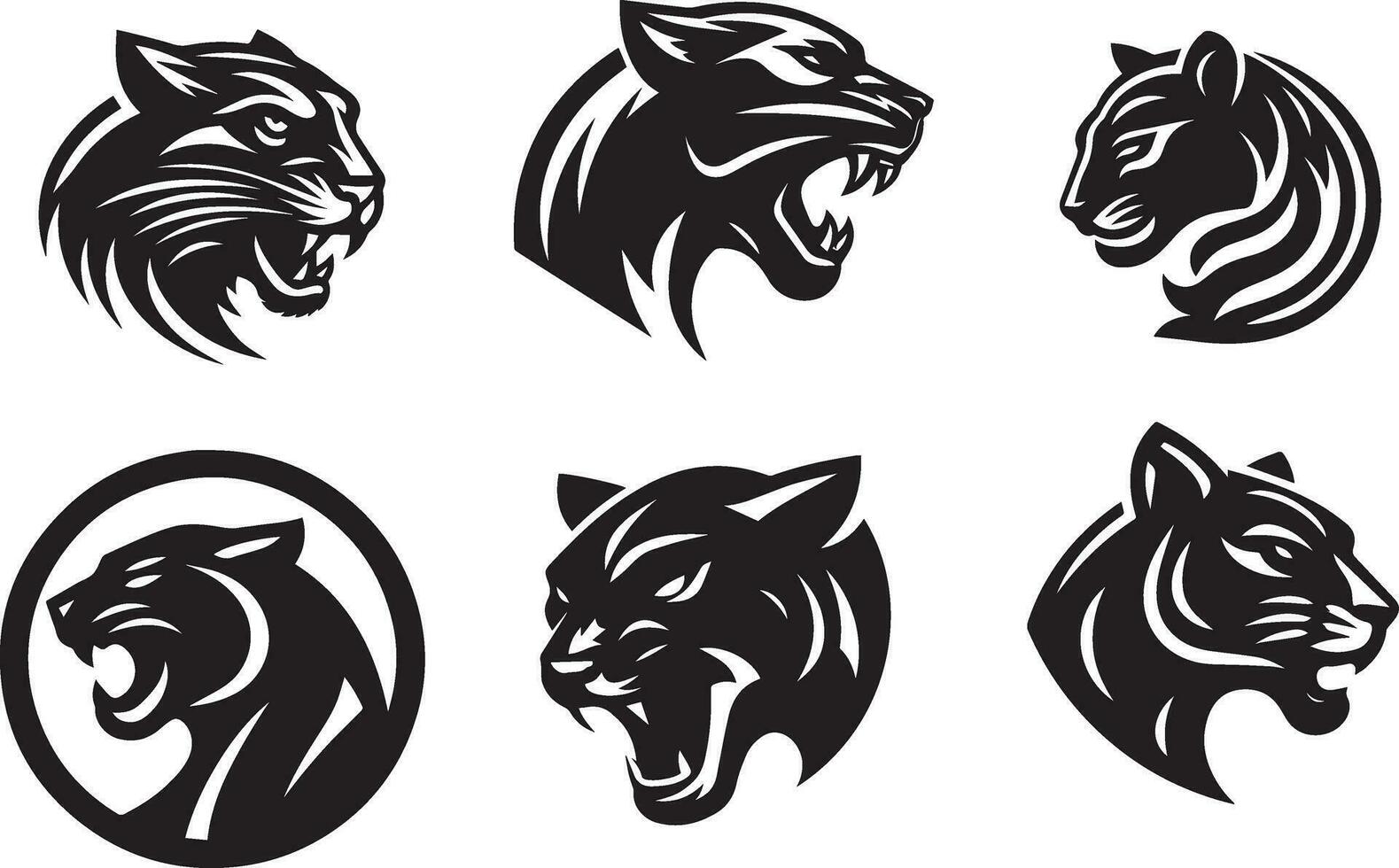Panther logo icon vector illustration black color white background 4