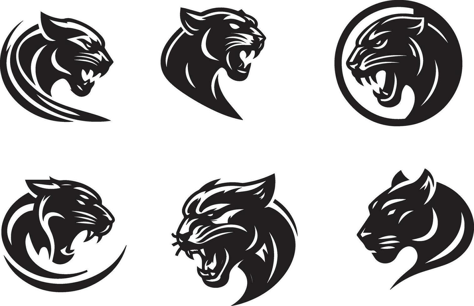 Panther logo icon vector illustration black color white background 6