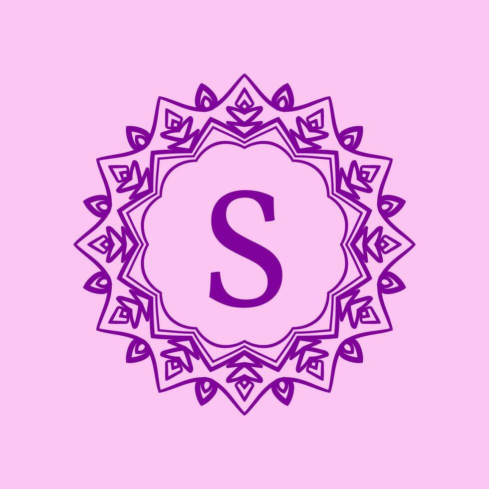 letter S mandala elegant circular border initial vector logo design