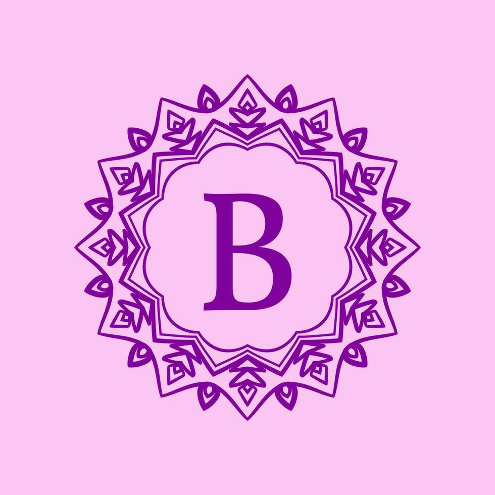 letter B mandala elegant circular border initial vector logo design