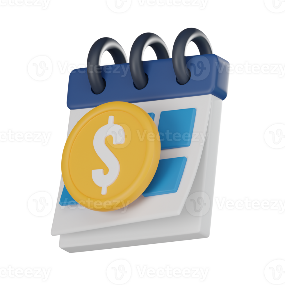 Visualizing Financial Success, Calendar with Money Payment Dates. 3D Render. png