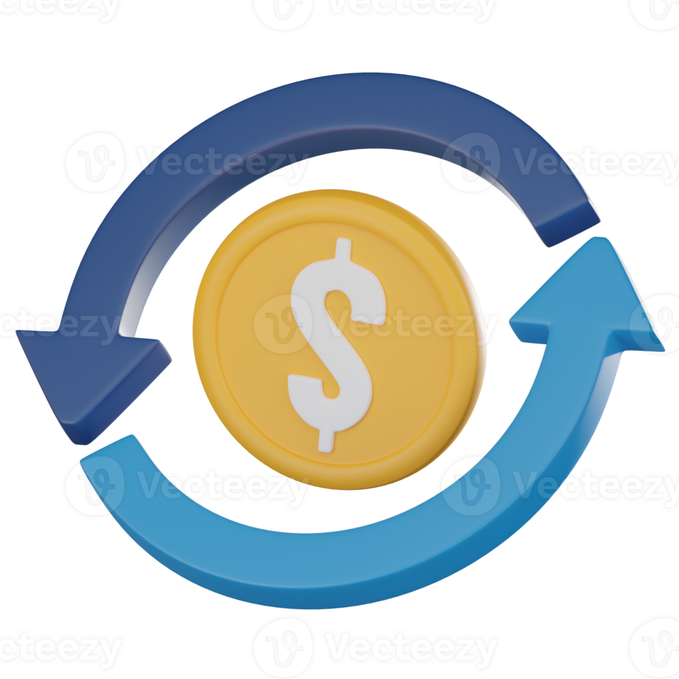 Currency Exchange 3D Icon, Vision of Global Finance and Trade Innovation. 3D render png