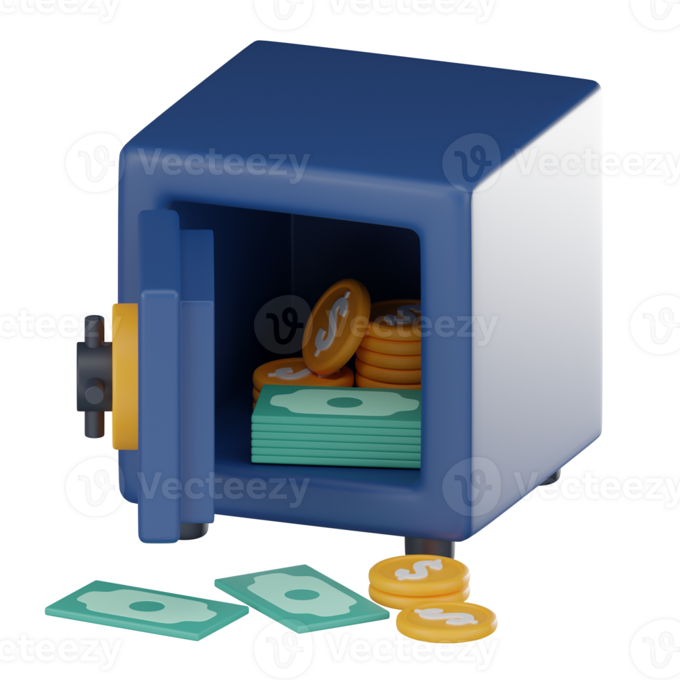 salvaguardar tu valores de un seguro banco caja icono. 3d hacer png