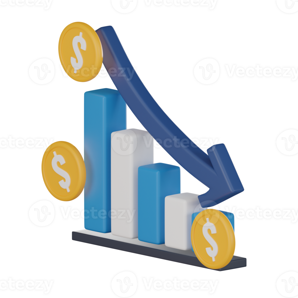 Financial Crises of a Finance Loss Chart. 3D render. png