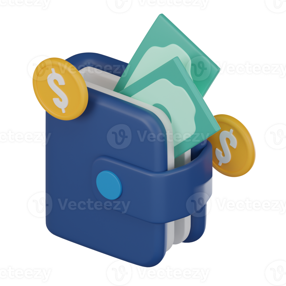 Symbolizing Financial Convenience Money Wallet Icon for Global Financial Access. 3D render png