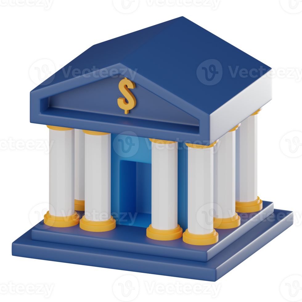 3D Bank Icon, A Symbol of Financial Stability and Growth. 3D render png