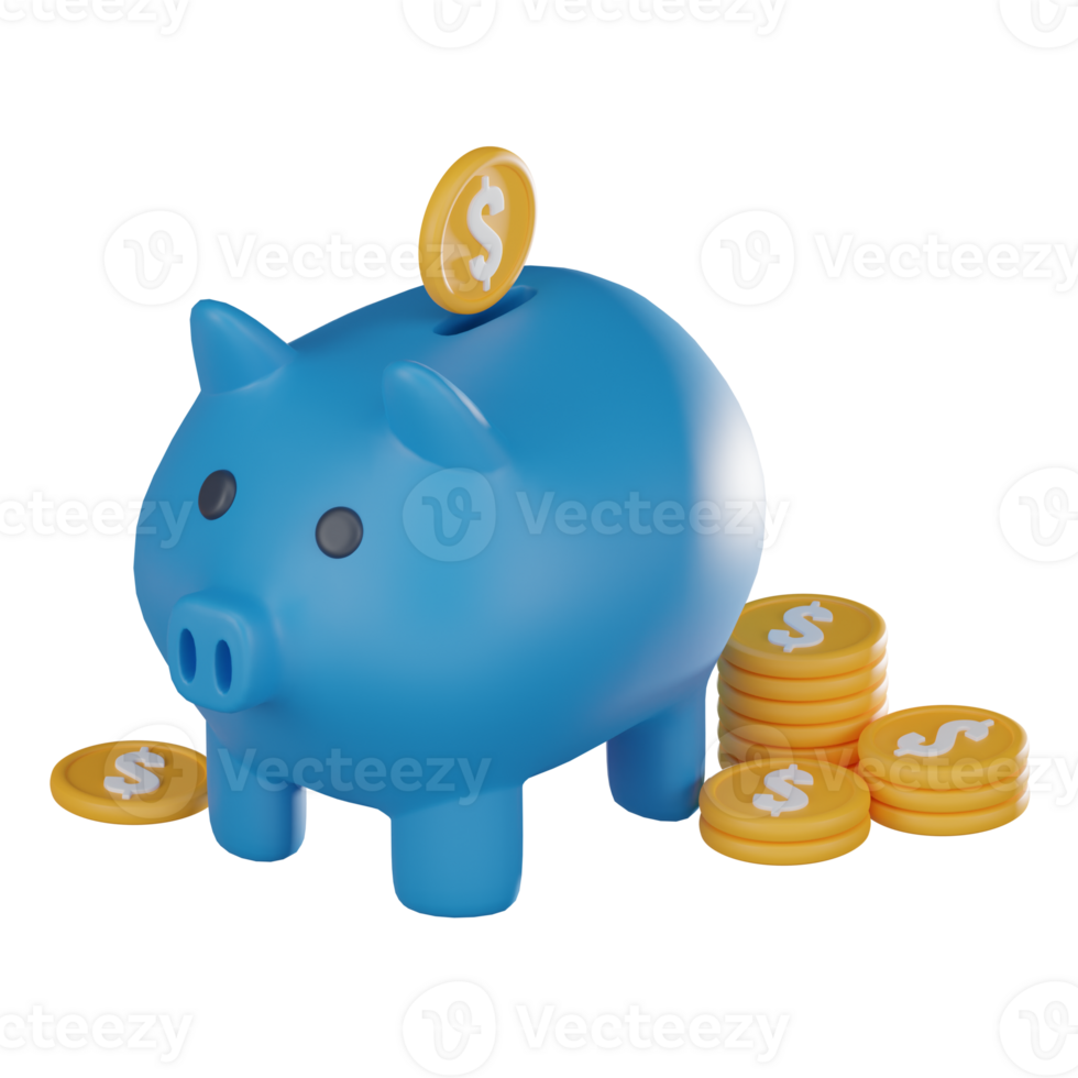 Empowering financial savings piggy bank attracting dollar coins. 3D render. png