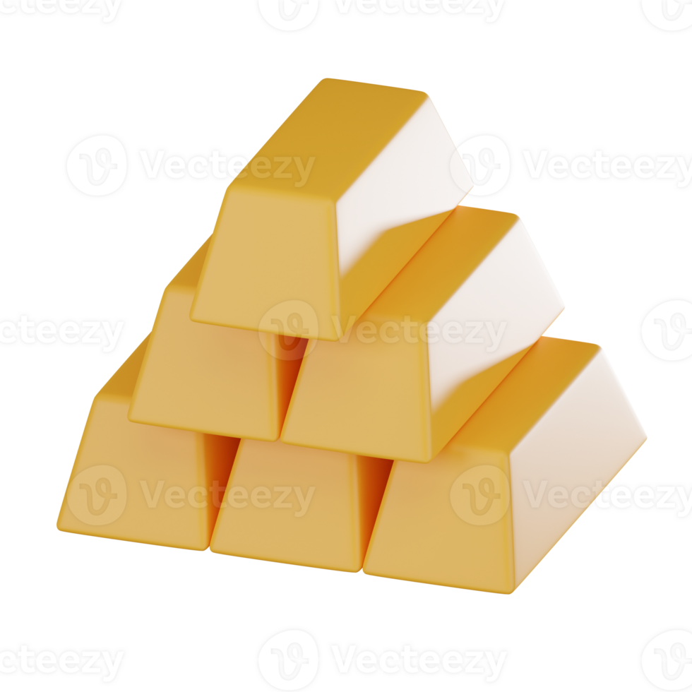 Symbol of Financial Strength, Gold Bars Representing Abundance. 3D render png