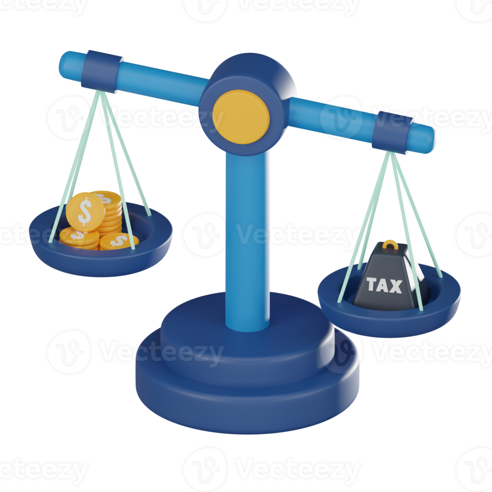 Tax Obligations and Financial Management, Tax Scales and Money Icon for Tax Balance. 3D render. png