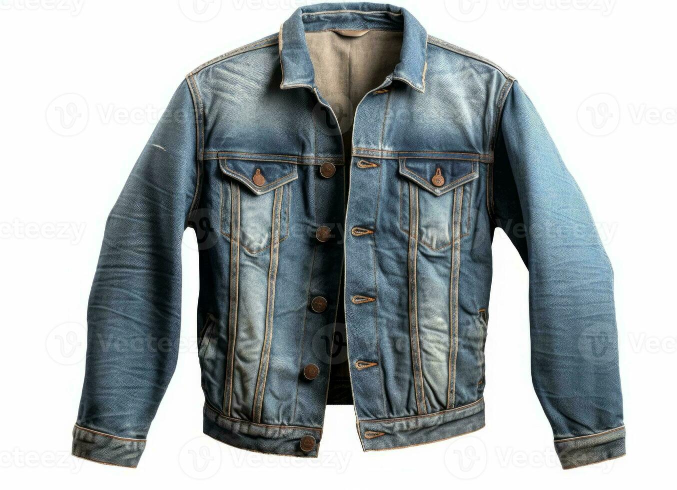 ai generative Denim jacket on mannequin isolated on white background. 3d rendering photo