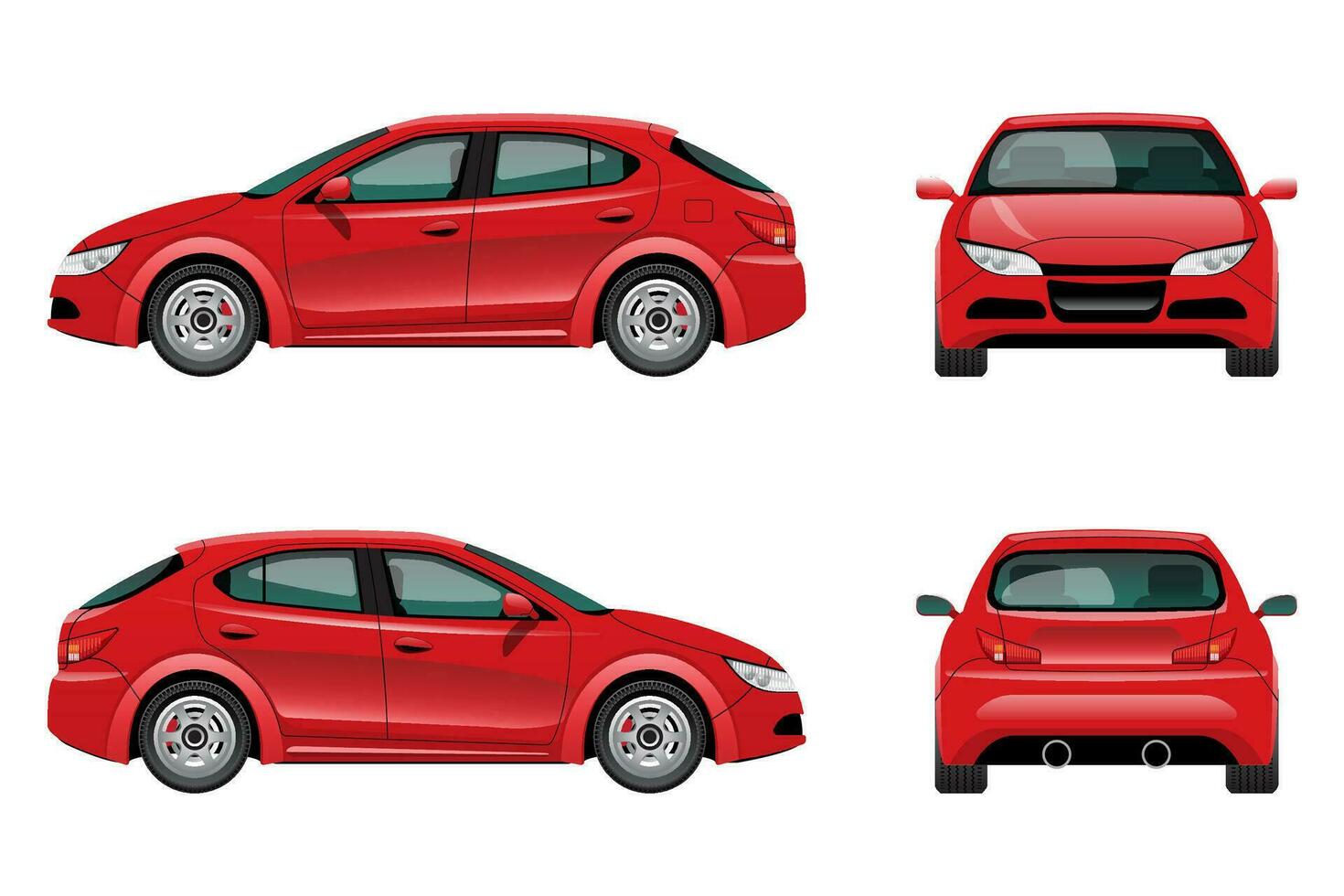 Red Hatchback Car Template. vector