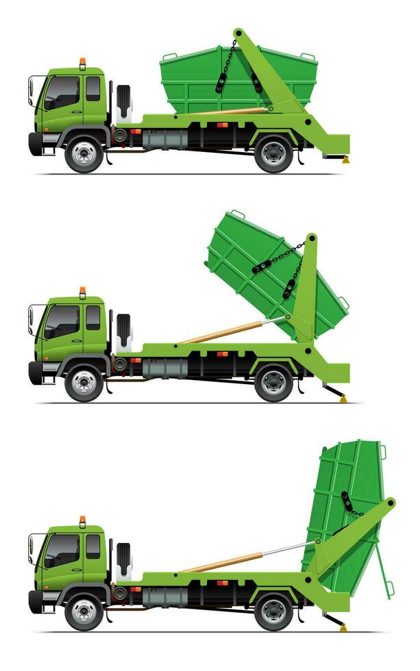 Lugger Truck, Swing Arm Garbage Truck vector