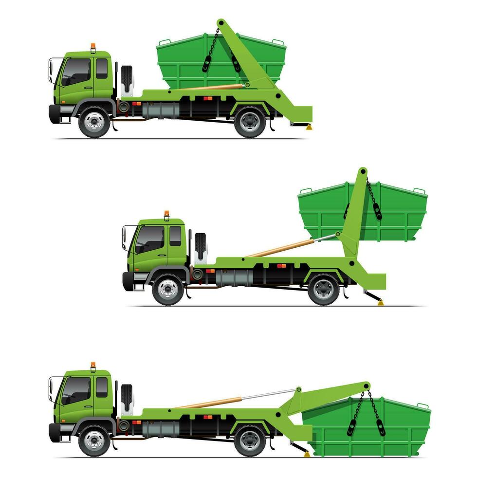 Lugger Truck, Swing Arm Garbage Truck vector
