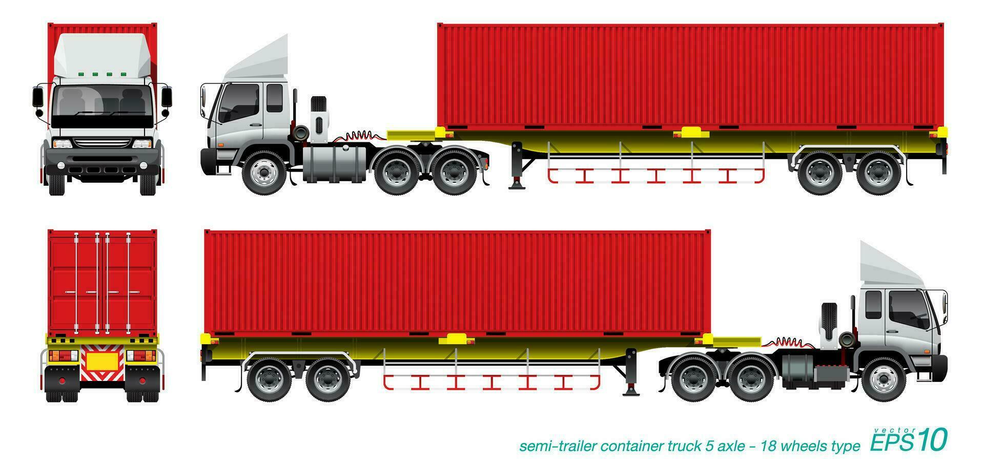 semirremolque cama plana camión carga 40 pie envase. vector