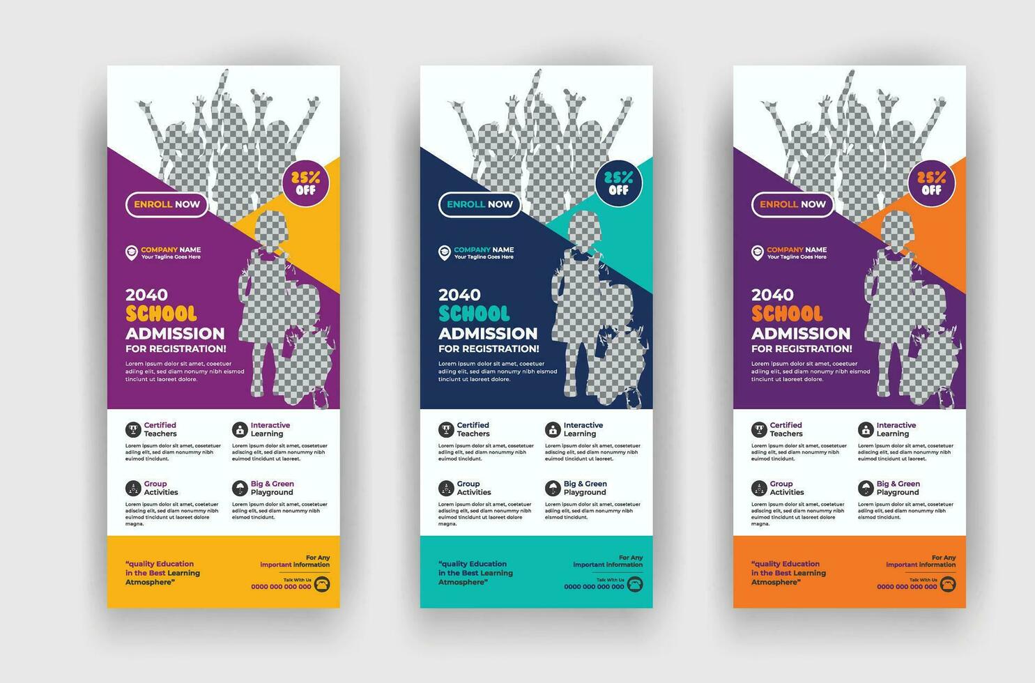 Back to school admission roll up standee pull up banner template vector