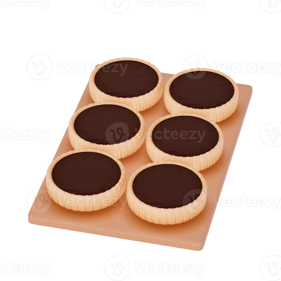 Chocolate Dessert 3D Clipart , set of Rustic Dark Chocolate Tart png