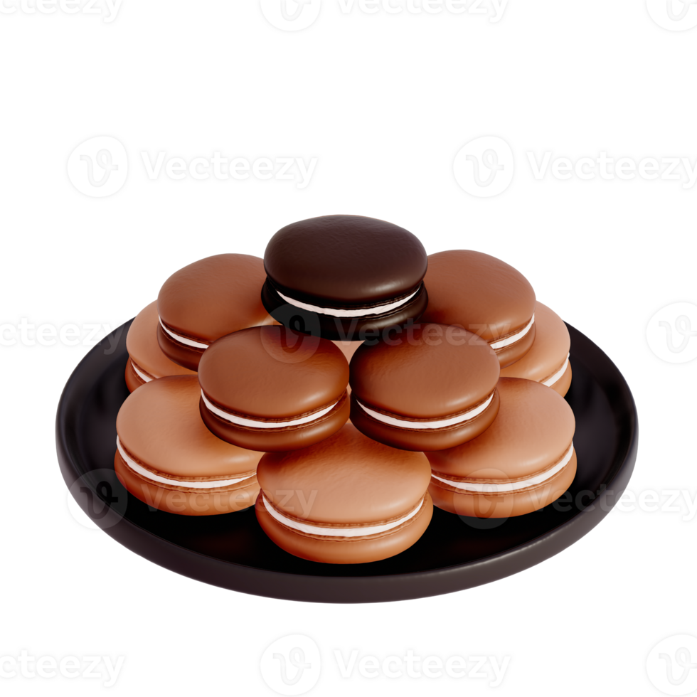 Chocolate Dessert 3D Clipart , set of Chocolate Cookies and cream. 3D rendering png