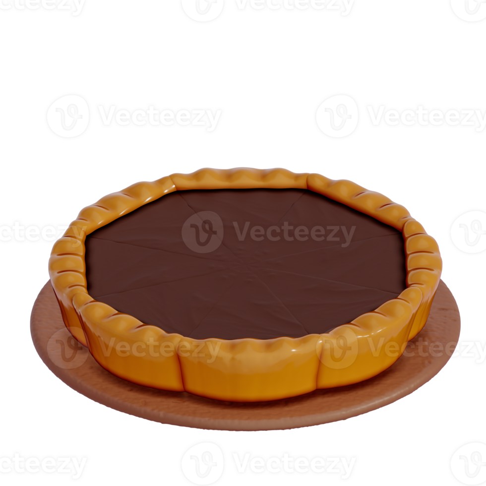 Chocolate Dessert 3D Clipart , set of Rustic Dark Chocolate Tart png