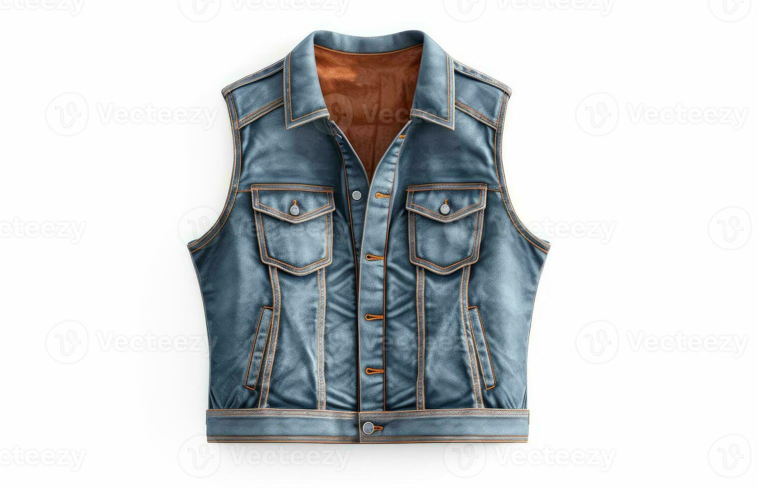 ai generative Denim jacket isolated on white background. Clipping path included. photo