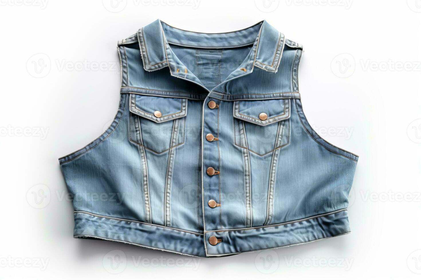 ai generative Denim jacket isolated on white background. Clipping path included. photo