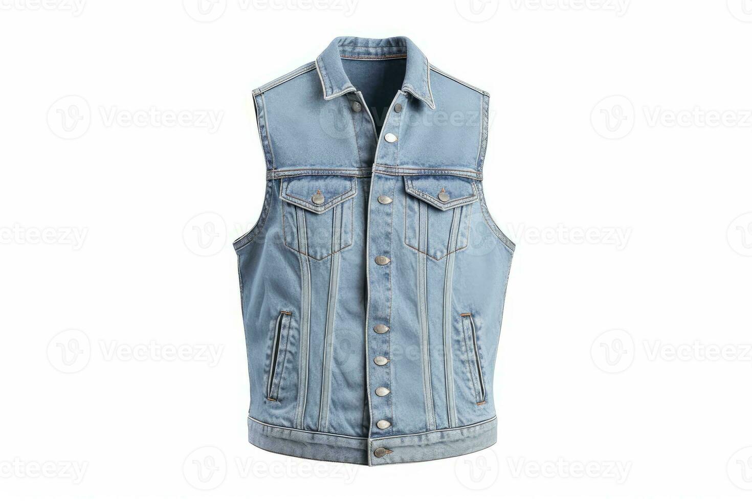 ai generative Denim jacket isolated on white background. Clipping path included. photo